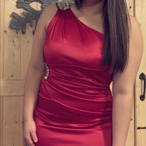 short red cocktail dress